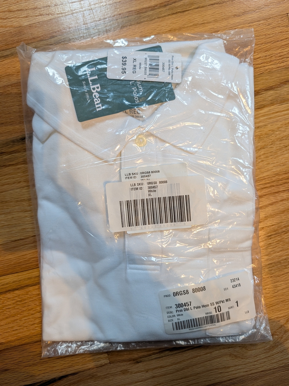 L.L. Bean Men's White Polo Shirt - Short Sleeve